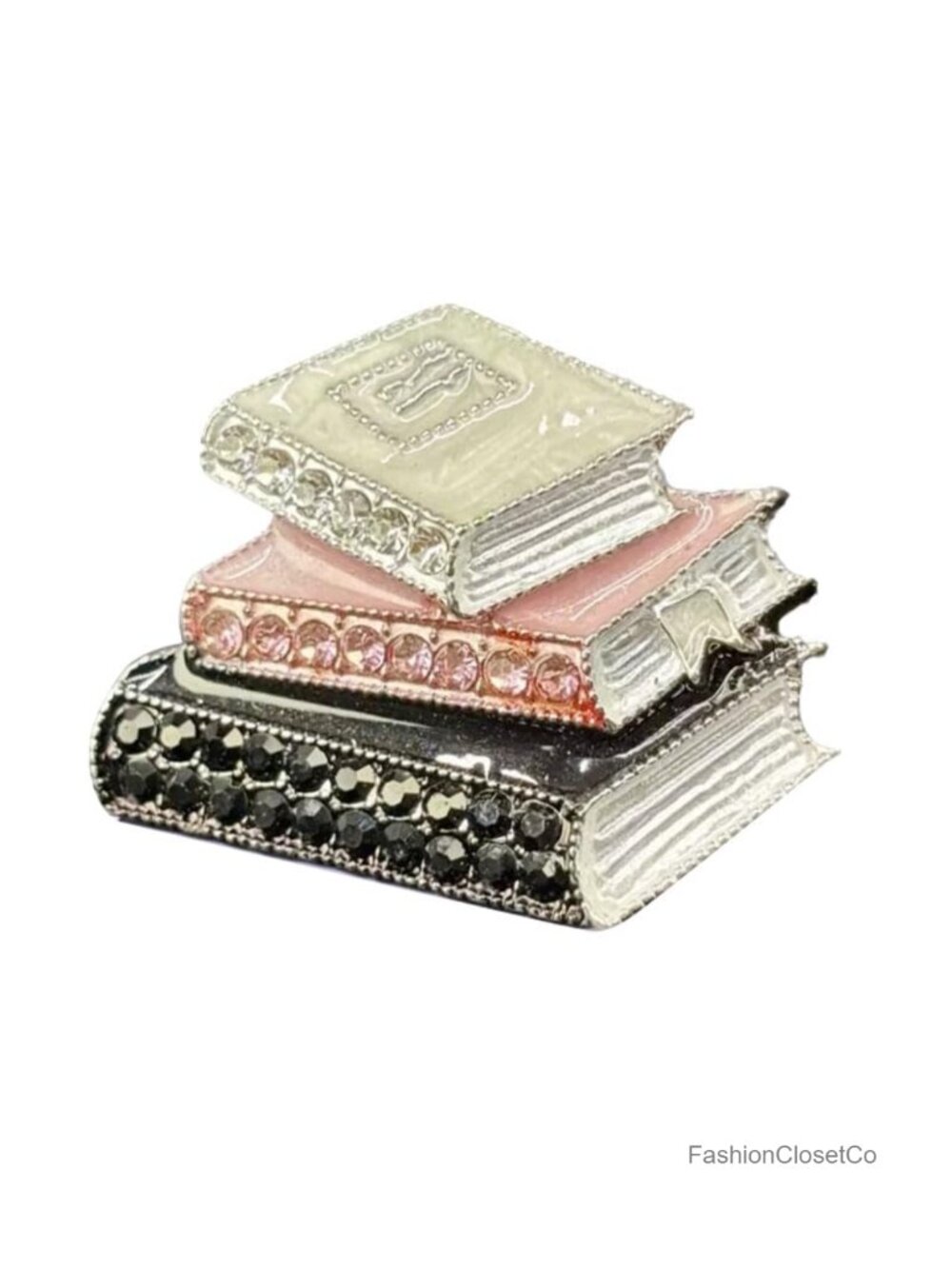 Rhinestone Book Brooch Crystal Reading Teacher Librarian Pin